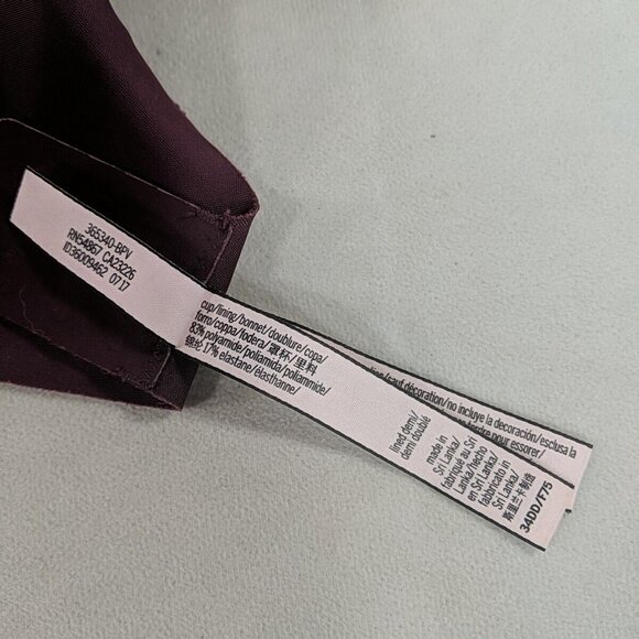 Victoria's Secret 34DD Bra Plum Purple Gold V Underwire Unpadded T-shirt - Picture 4 of 14